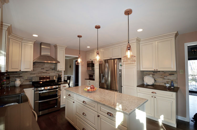Kitchen remodeling in Mt Laurel NJ from SAH builders, built with Kitchen Craft and Decora cabinetry.